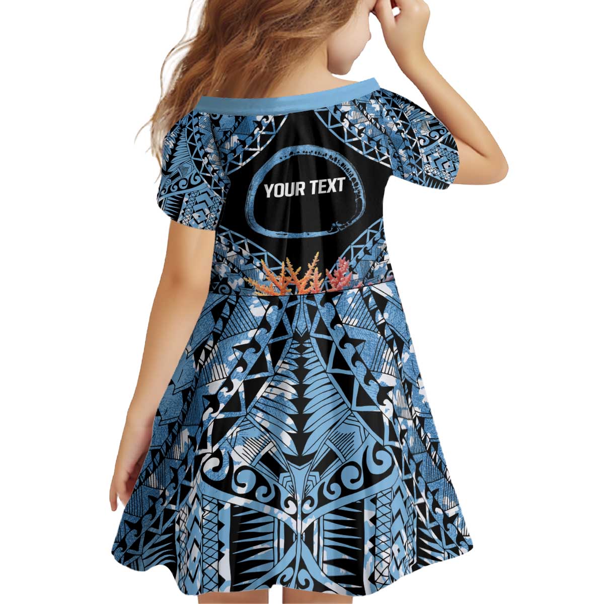 Personalised Nukuoro Micronesia Atoll Kid Short Sleeve Dress with Pacific Coral Reef