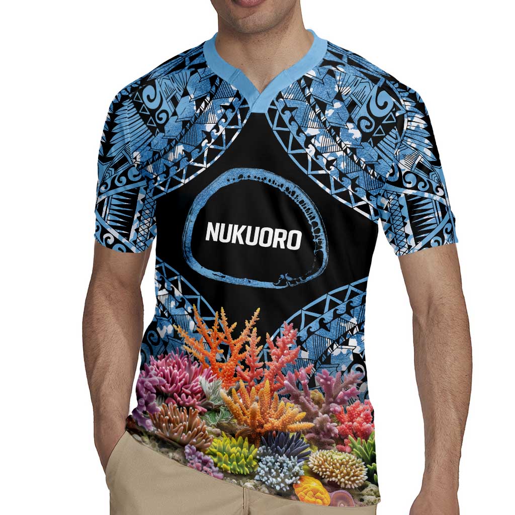Personalised Nukuoro Micronesia Atoll Rugby Jersey with Pacific Coral Reef