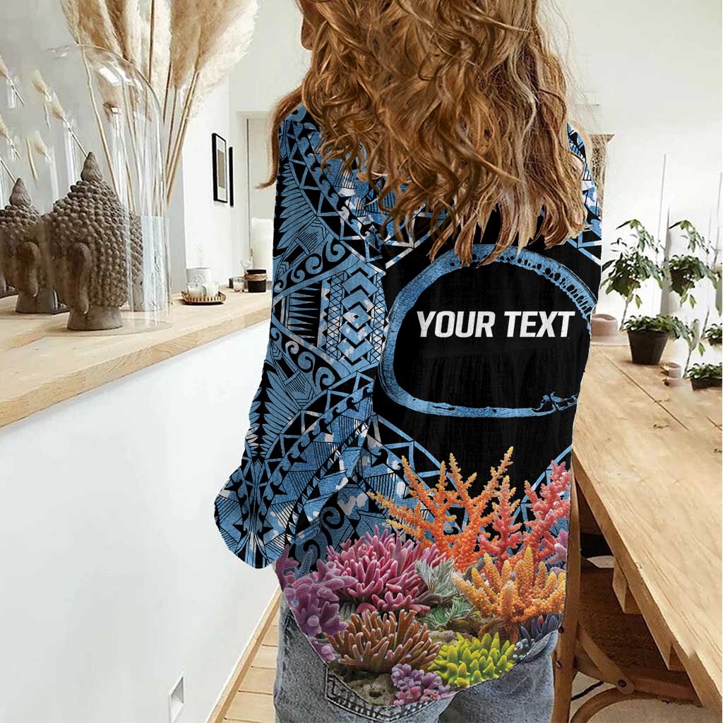 Personalised Nukuoro Micronesia Atoll Women Casual Shirt with Pacific Coral Reef