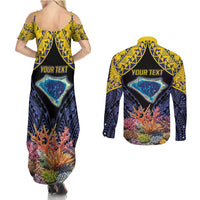 Tokelau Atafu Atoll Personalised Couples Matching Summer Maxi Dress and Long Sleeve Button Shirt Pacific Coral Reef Vibe