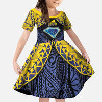 Tokelau Atafu Atoll Personalised Family Matching Mermaid Dress and Hawaiian Shirt Pacific Coral Reef Vibe LT9 Daughter's Dress Gold - Polynesian Pride