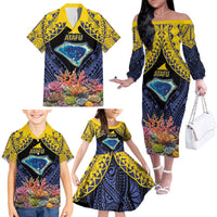 Tokelau Atafu Atoll Personalised Family Matching Off The Shoulder Long Sleeve Dress and Hawaiian Shirt Pacific Coral Reef Vibe LT9 - Polynesian Pride