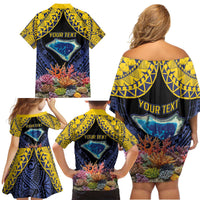 Tokelau Atafu Atoll Personalised Family Matching Off Shoulder Short Dress and Hawaiian Shirt Pacific Coral Reef Vibe LT9 - Polynesian Pride