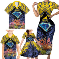 Tokelau Atafu Atoll Personalised Family Matching Short Sleeve Bodycon Dress and Hawaiian Shirt Pacific Coral Reef Vibe LT9 - Polynesian Pride