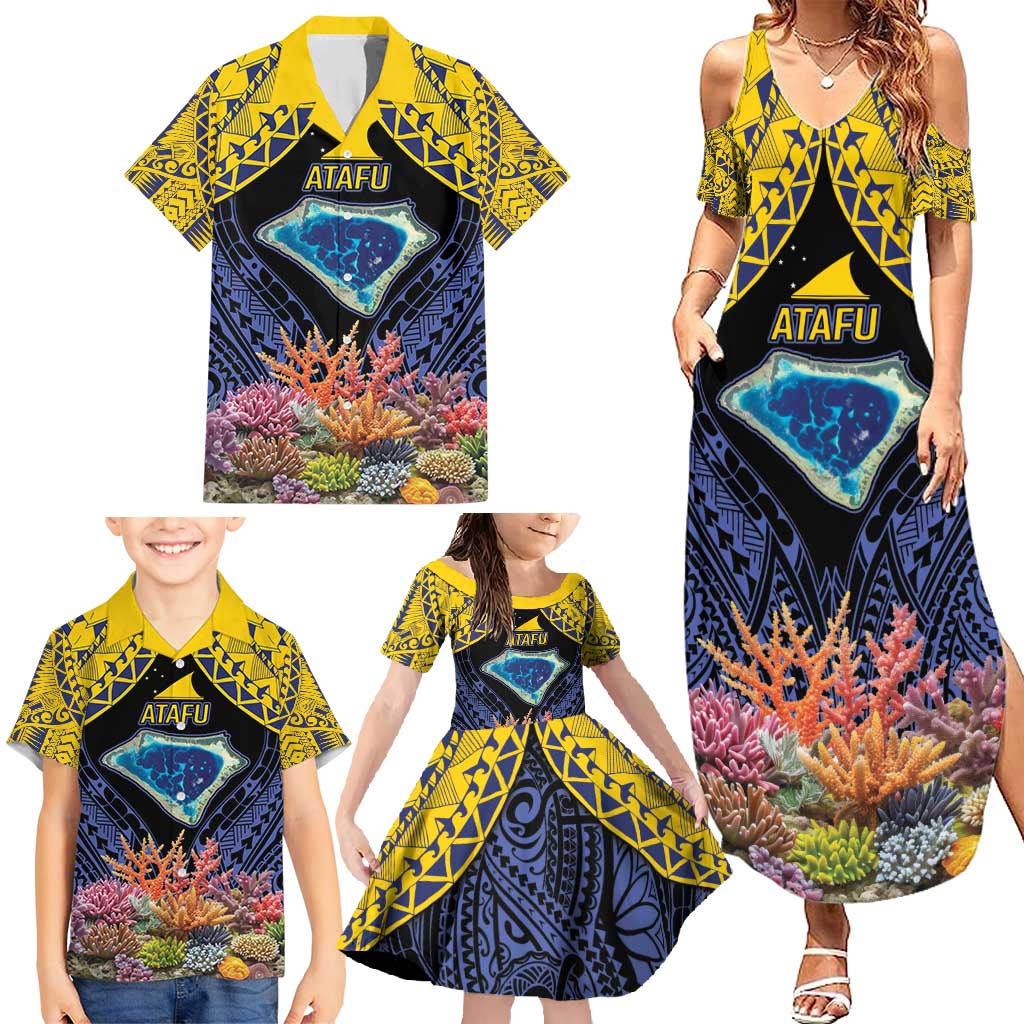 Tokelau Atafu Atoll Personalised Family Matching Summer Maxi Dress and Hawaiian Shirt Pacific Coral Reef Vibe LT9 - Polynesian Pride