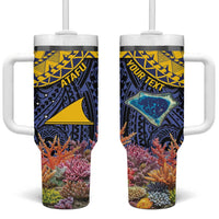 Tokelau Atafu Atoll Personalised Tumbler With Handle Pacific Coral Reef Vibe LT9 One Size: 40 oz Gold - Polynesian Pride