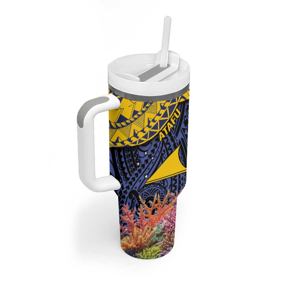 Tokelau Atafu Atoll Personalised Tumbler With Handle Pacific Coral Reef Vibe LT9 - Polynesian Pride