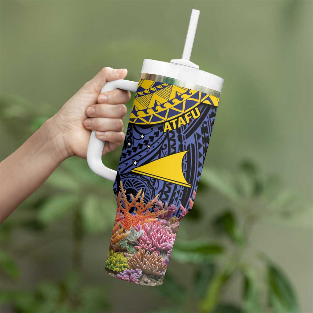 Tokelau Atafu Atoll Personalised Tumbler With Handle Pacific Coral Reef Vibe LT9 - Polynesian Pride