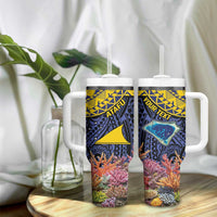 Tokelau Atafu Atoll Personalised Tumbler With Handle Pacific Coral Reef Vibe LT9 - Polynesian Pride
