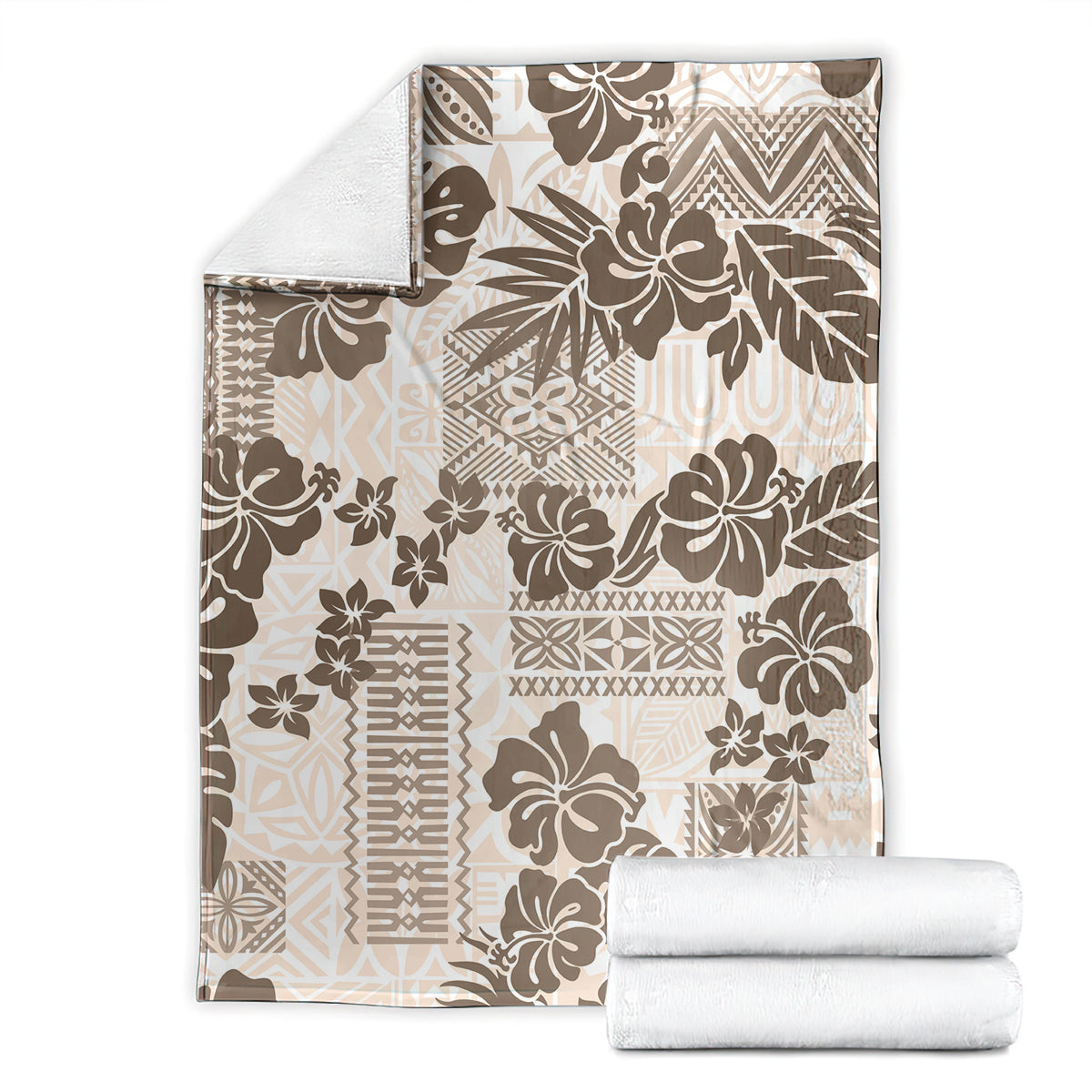 Vintage Hawaii Blanket Hibiscus Tapa Tribal With Hawaiian Quilt Pattern Gold LT9 - Polynesian Pride