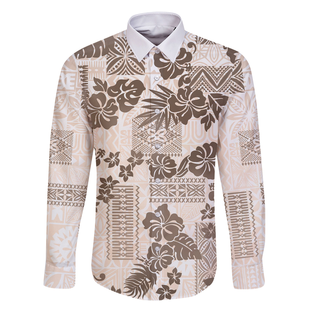 Vintage Hawaii Family Matching Mermaid Dress and Hawaiian Shirt Hibiscus Tapa Tribal With Hawaiian Quilt Pattern Gold LT9 Dad's Shirt - Long Sleeve Gold - Polynesian Pride