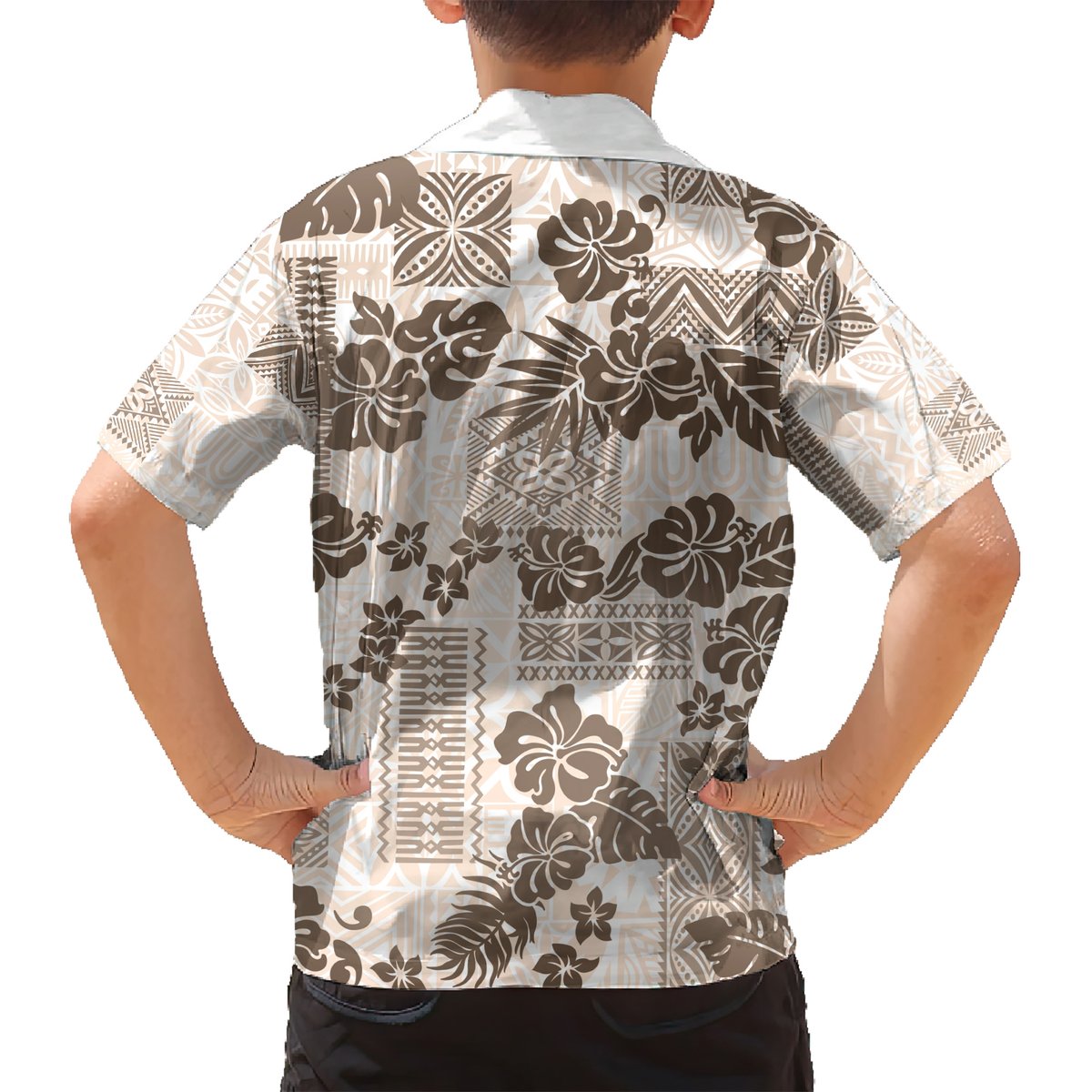 Vintage Hawaii Hawaiian Shirt Hibiscus Tapa Tribal With Hawaiian Quilt Pattern Gold LT9 - Polynesian Pride