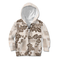 Vintage Hawaii Kid Hoodie Hibiscus Tapa Tribal With Hawaiian Quilt Pattern Gold LT9 Zip Hoodie Gold - Polynesian Pride