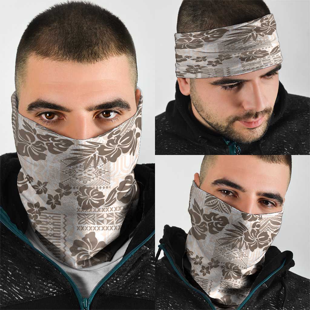 Vintage Hawaii Neck Gaiter Hibiscus Tapa Tribal With Hawaiian Quilt Pattern Gold - Polynesian Pride