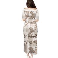 Vintage Hawaii Puletasi Hibiscus Tapa Tribal With Hawaiian Quilt Pattern Gold LT9 - Polynesian Pride