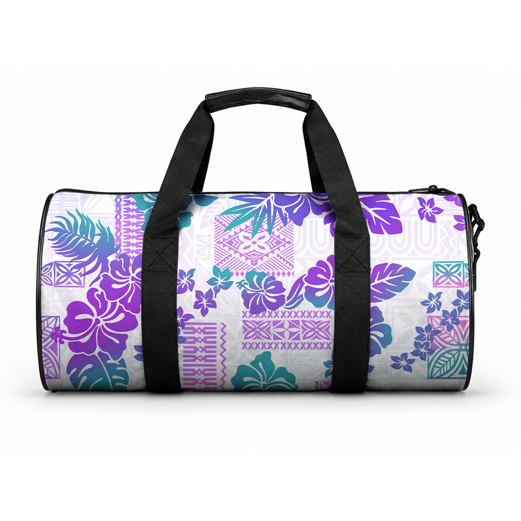 Vintage Hawaii Duffle Bag Hibiscus Tapa Tribal With Hawaiian Quilt Pattern Purple LT9 One size Purple - Polynesian Pride