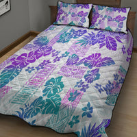 Vintage Hawaii Quilt Bed Set Hibiscus Tapa Tribal With Hawaiian Quilt Pattern Purple LT9 - Polynesian Pride
