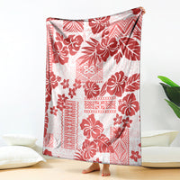 Vintage Hawaii Blanket Hibiscus Tapa Tribal With Hawaiian Quilt Pattern Red LT9 Red - Polynesian Pride