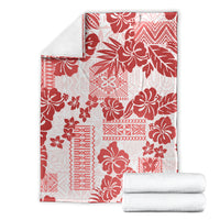 Vintage Hawaii Blanket Hibiscus Tapa Tribal With Hawaiian Quilt Pattern Red LT9 - Polynesian Pride