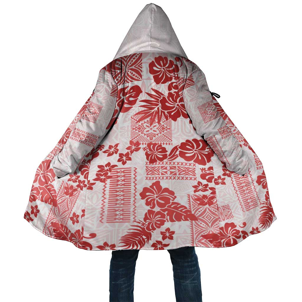 Vintage Hawaii Cloak Hibiscus Tapa Tribal With Hawaiian Quilt Pattern Red LT9 Unisex Red - Polynesian Pride