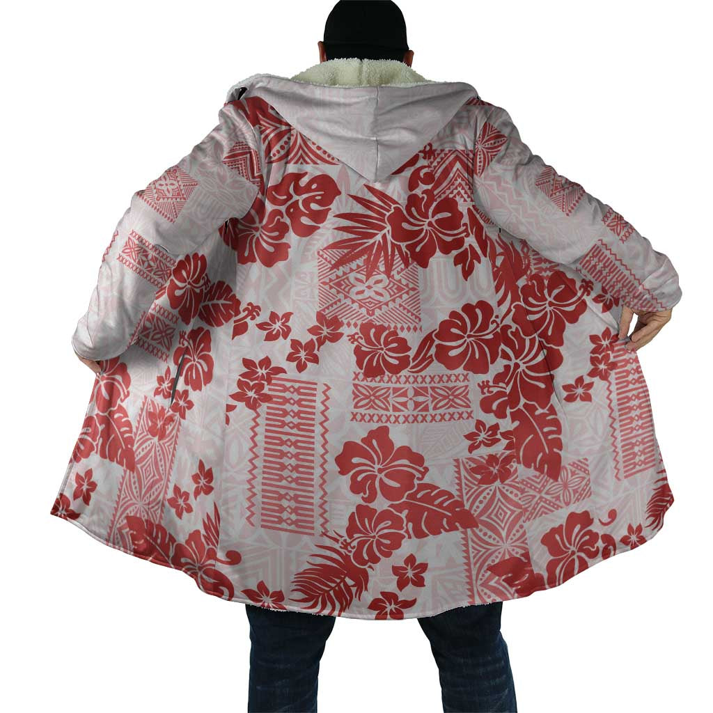 Vintage Hawaii Cloak Hibiscus Tapa Tribal With Hawaiian Quilt Pattern Red LT9 - Polynesian Pride