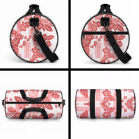 Vintage Hawaii Duffle Bag Hibiscus Tapa Tribal With Hawaiian Quilt Pattern Red LT9 - Polynesian Pride