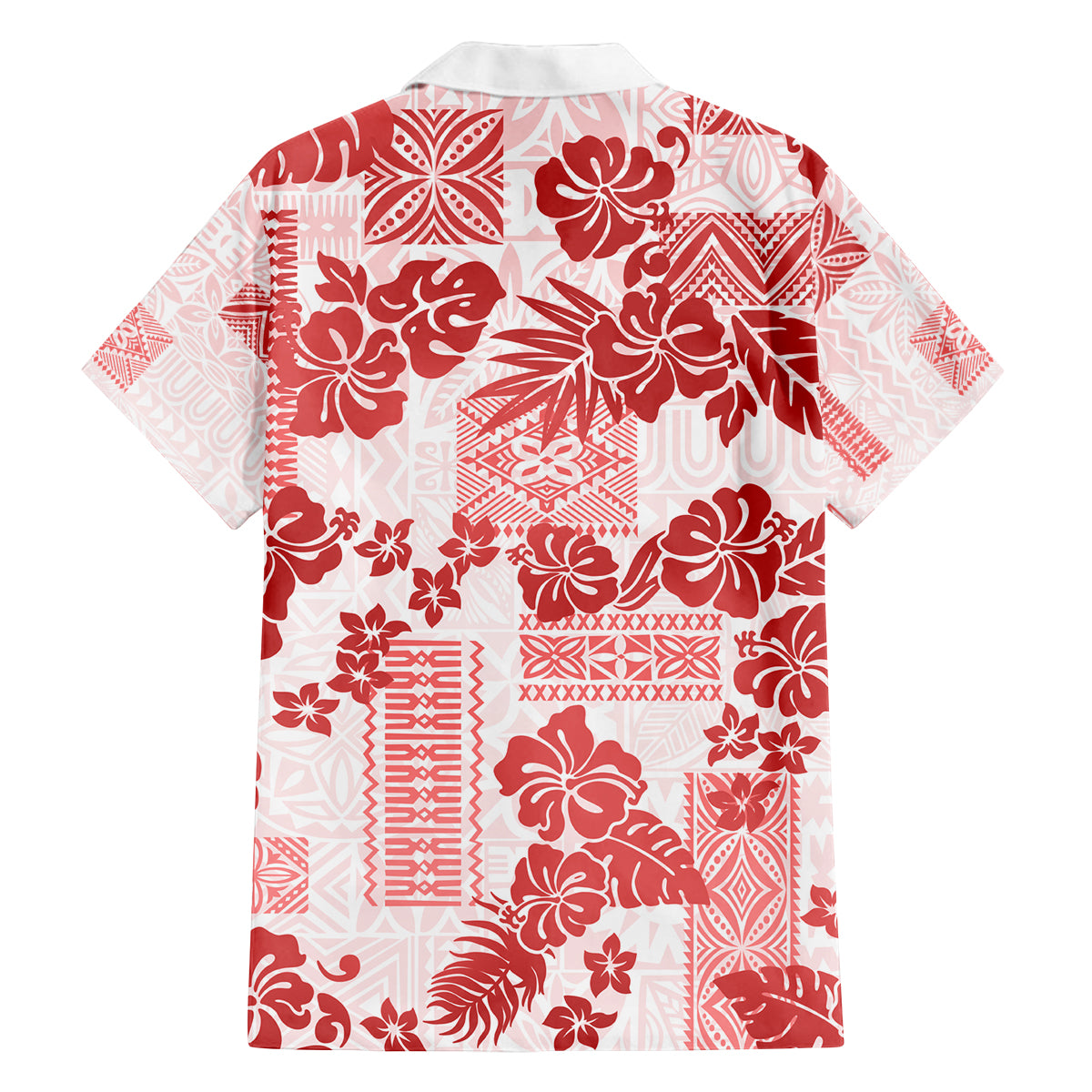 Vintage Hawaii Family Matching Off Shoulder Short Dress and Hawaiian Shirt Hibiscus Tapa Tribal With Hawaiian Quilt Pattern Red LT9 - Polynesian Pride