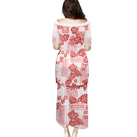 Vintage Hawaii Puletasi Hibiscus Tapa Tribal With Hawaiian Quilt Pattern Red LT9 - Polynesian Pride