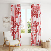 Vintage Hawaii Window Curtain Hibiscus Tapa Tribal With Hawaiian Quilt Pattern Red LT9 - Polynesian Pride