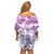 Vintage Hawaii Family Matching Off Shoulder Short Dress and Hawaiian Shirt Hibiscus Tapa Tribal With Hawaiian Quilt Pattern Violet LT9 - Polynesian Pride