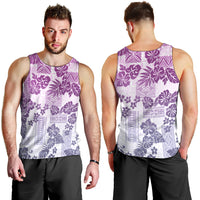 Vintage Hawaii Men Tank Top Hibiscus Tapa Tribal With Hawaiian Quilt Pattern Violet LT9 - Polynesian Pride