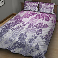 Vintage Hawaii Quilt Bed Set Hibiscus Tapa Tribal With Hawaiian Quilt Pattern Violet LT9 - Polynesian Pride