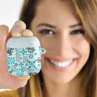 Hawaii Tapa Tribal AirPods Case With Hawaiian Quilt Pattern Aqua - Polynesian Pride