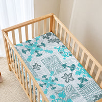 Hawaii Tapa Tribal Baby Bed Cover With Hawaiian Quilt Pattern Aqua LT9 - Polynesian Pride