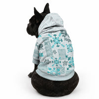 Hawaii Tapa Tribal Pet Hoodie With Hawaiian Quilt Pattern Aqua LT9 - Polynesian Pride