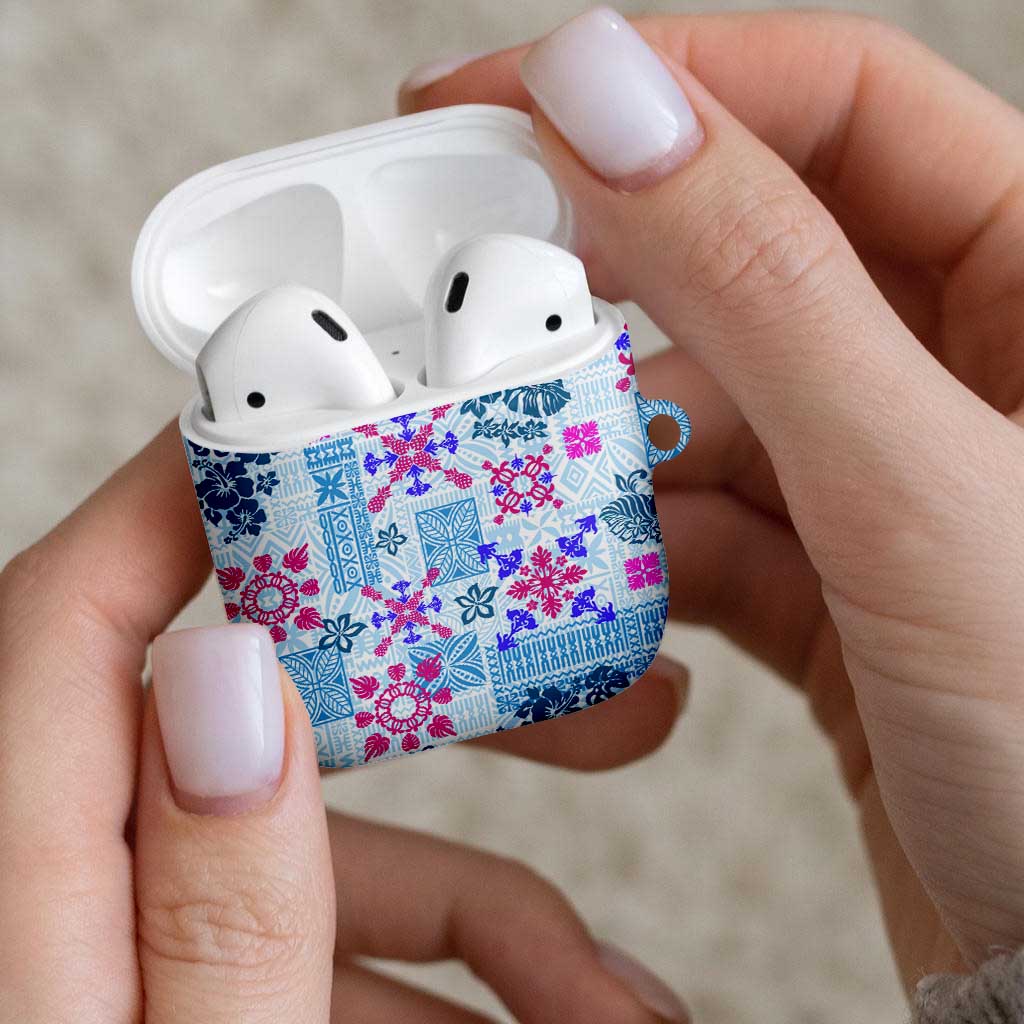 Hawaii Tapa Tribal AirPods Case With Hawaiian Quilt Pattern Blue - Polynesian Pride