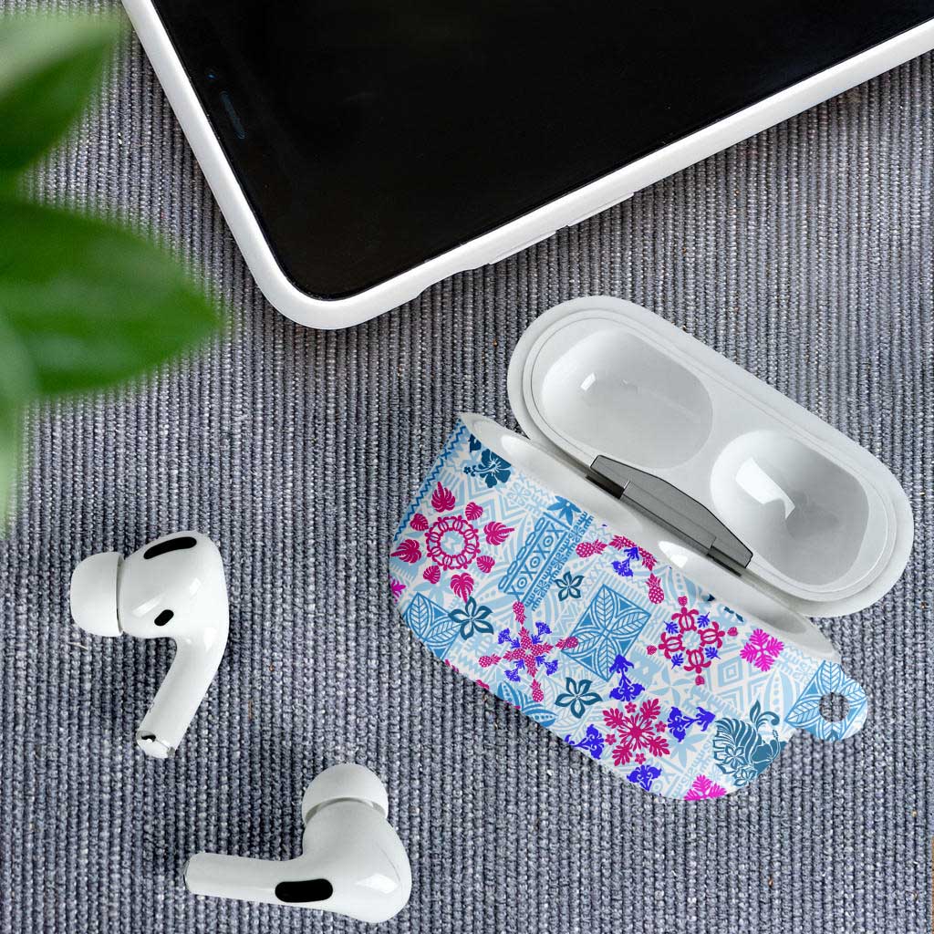 Hawaii Tapa Tribal AirPods Case With Hawaiian Quilt Pattern Blue - Polynesian Pride