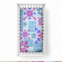 Hawaii Tapa Tribal Baby Bed Cover With Hawaiian Quilt Pattern Blue LT9 28 × 52 in Blue - Polynesian Pride