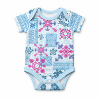Hawaii Tapa Tribal Baby Onesie With Hawaiian Quilt Pattern Blue LT9 Blue - Polynesian Pride