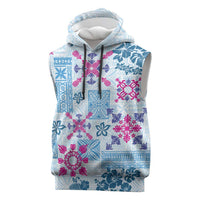 Hawaii Tapa Tribal Sleeveless Hoodie With Hawaiian Quilt Pattern Blue LT9 Blue - Polynesian Pride