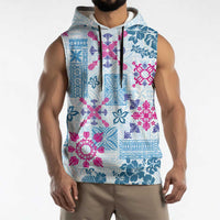 Hawaii Tapa Tribal Sleeveless Hoodie With Hawaiian Quilt Pattern Blue LT9 - Polynesian Pride