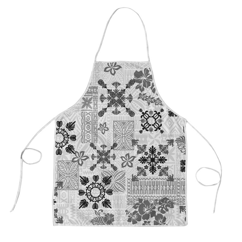 Hawaii Tapa Tribal Apron With Hawaiian Quilt Pattern Black - Polynesian Pride