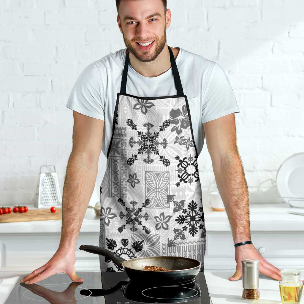 Hawaii Tapa Tribal Apron With Hawaiian Quilt Pattern Black - Polynesian Pride