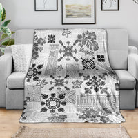 Hawaii Tapa Tribal Blanket With Hawaiian Quilt Pattern Black LT9 - Polynesian Pride