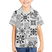 Hawaii Tapa Tribal Family Matching Off Shoulder Maxi Dress and Hawaiian Shirt With Hawaiian Quilt Pattern Black LT9 Son's Shirt Black - Polynesian Pride