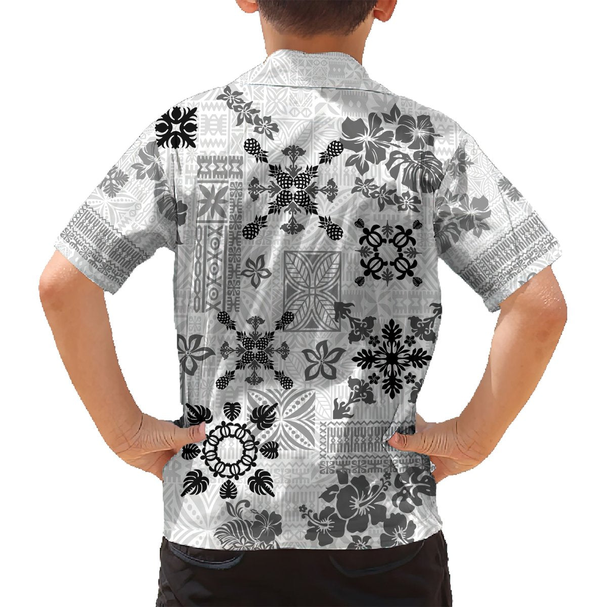 Hawaii Tapa Tribal Hawaiian Shirt With Hawaiian Quilt Pattern Black LT9 - Polynesian Pride