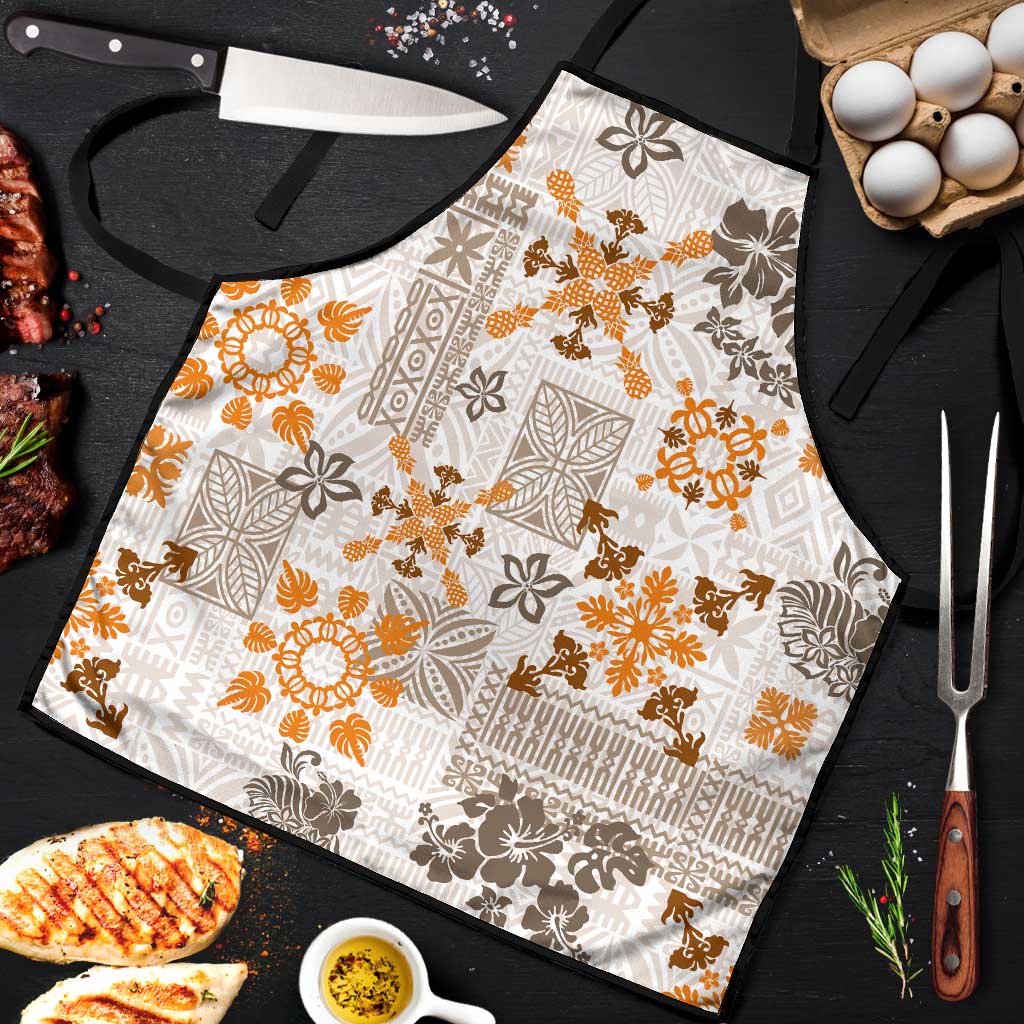 Hawaii Tapa Tribal Apron With Hawaiian Quilt Pattern Gold - Polynesian Pride