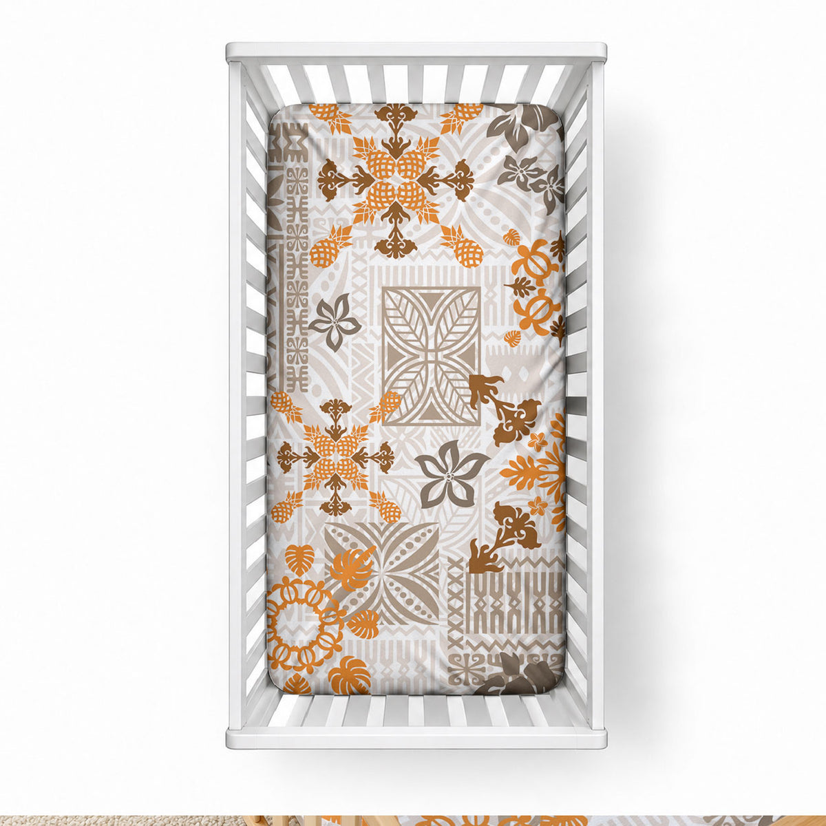 Hawaii Tapa Tribal Baby Bed Cover With Hawaiian Quilt Pattern Gold LT9 28 × 52 in Gold - Polynesian Pride