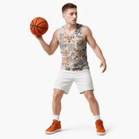 Hawaii Tapa Tribal Basketball Jersey With Hawaiian Quilt Pattern Gold - Polynesian Pride