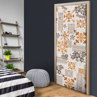 Hawaii Tapa Tribal Door Cover With Hawaiian Quilt Pattern Gold - Polynesian Pride